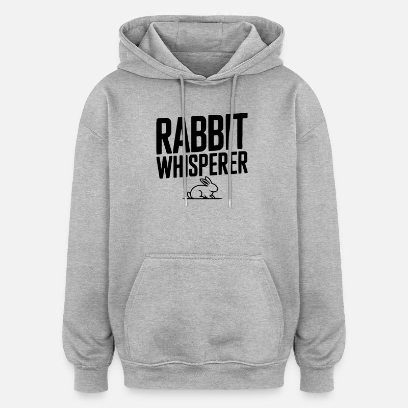 Le Chuchoteur de Lapins - Sweat à capuche oversize unisexe - gris chiné