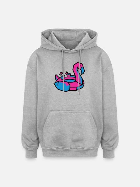 Flamingo Schwimmtier Pool Party - Oversized Unisex Hoodie - Grau meliert