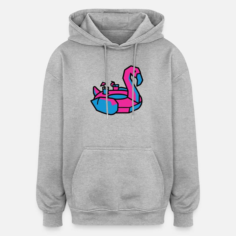 Flamingo Schwimmtier Pool Party - Oversized Unisex Hoodie - Grau meliert