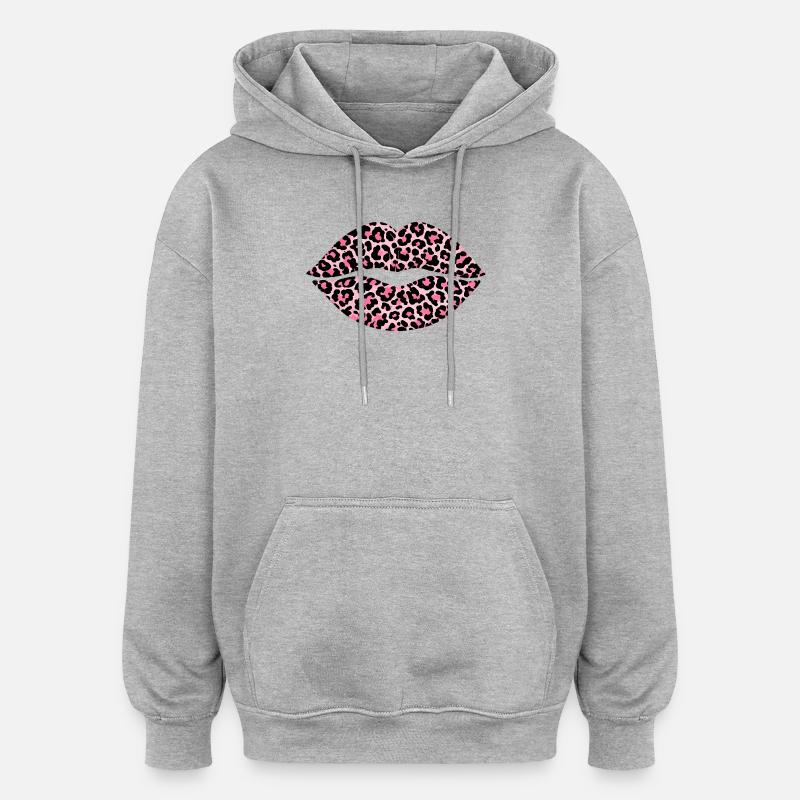 Lèvres Leoprint - Sweat à capuche oversize unisexe - gris chiné