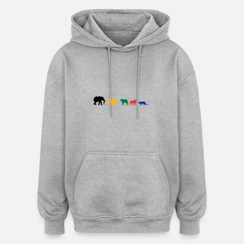 Big Five Africa Safari - Sweat à capuche oversize unisexe - gris chiné