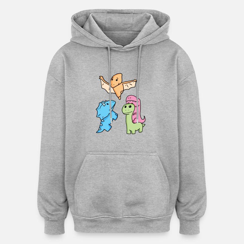 Dinosaure - Sweat à capuche oversize unisexe - gris chiné
