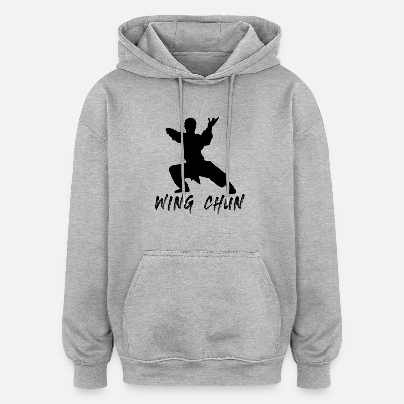 Wing Chun - Sweat à capuche oversize unisexe - gris chiné