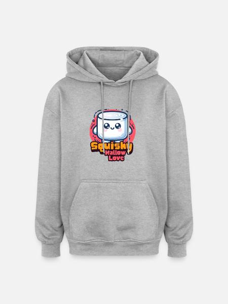 Sweet Marshmallow Squishy Mallow Love - Oversized Unisex Hoodie - heather grey