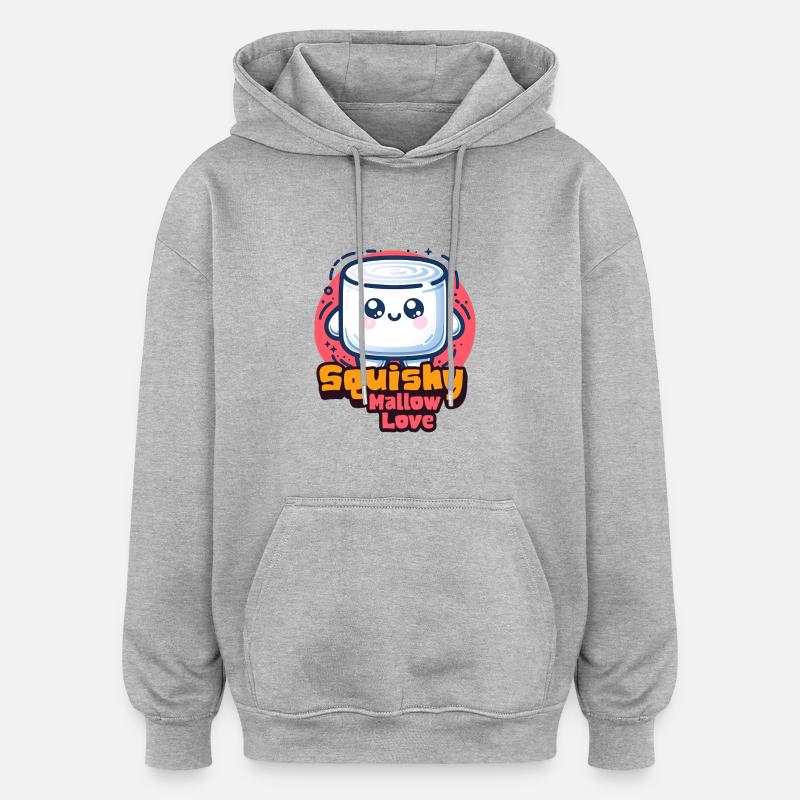 Guimauve sucrée Squishy Mallow Love - Sweat à capuche oversize unisexe - gris chiné