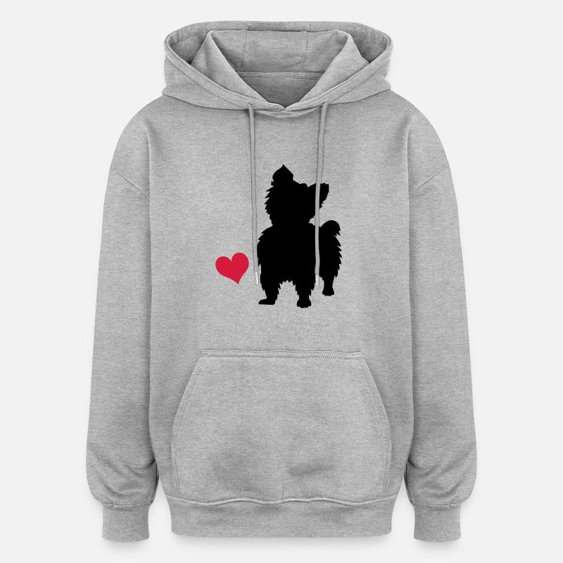 Yorkshire Terrier - Sweat à capuche oversize unisexe - gris chiné