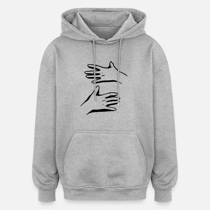 Étreinte - Sweat à capuche oversize unisexe - gris chiné