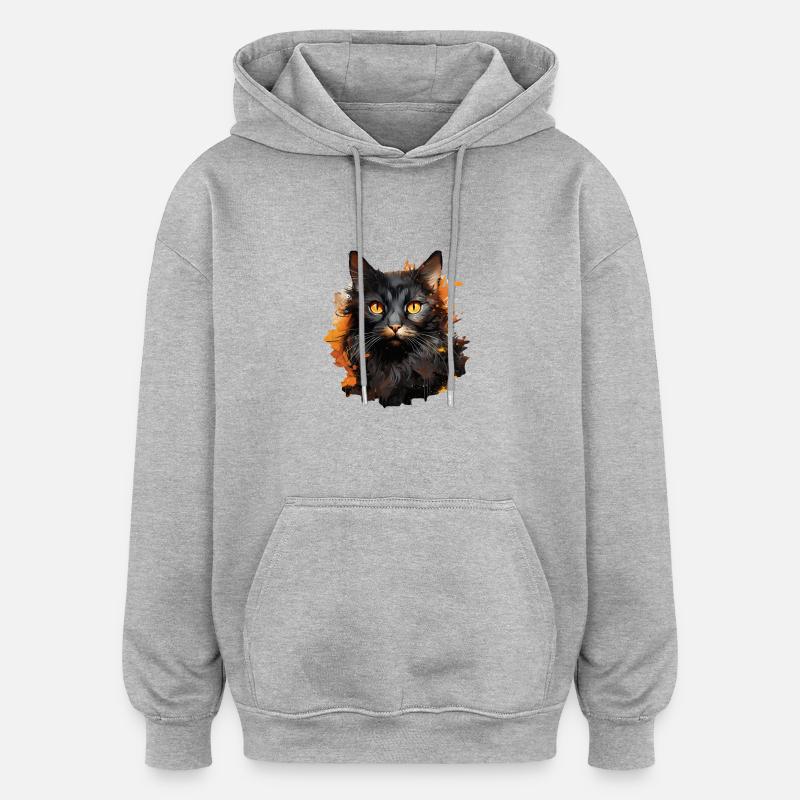 Chat - Sweat à capuche oversize unisexe - gris chiné