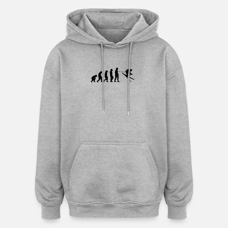 Ski Evolution Tshirt - Oversized Unisex Hoodie - heather grey