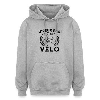 Ich kann kein Fahrrad haben - Oversized Unisex Hoodie - Grau meliert - Vorne - Noah (186cm)