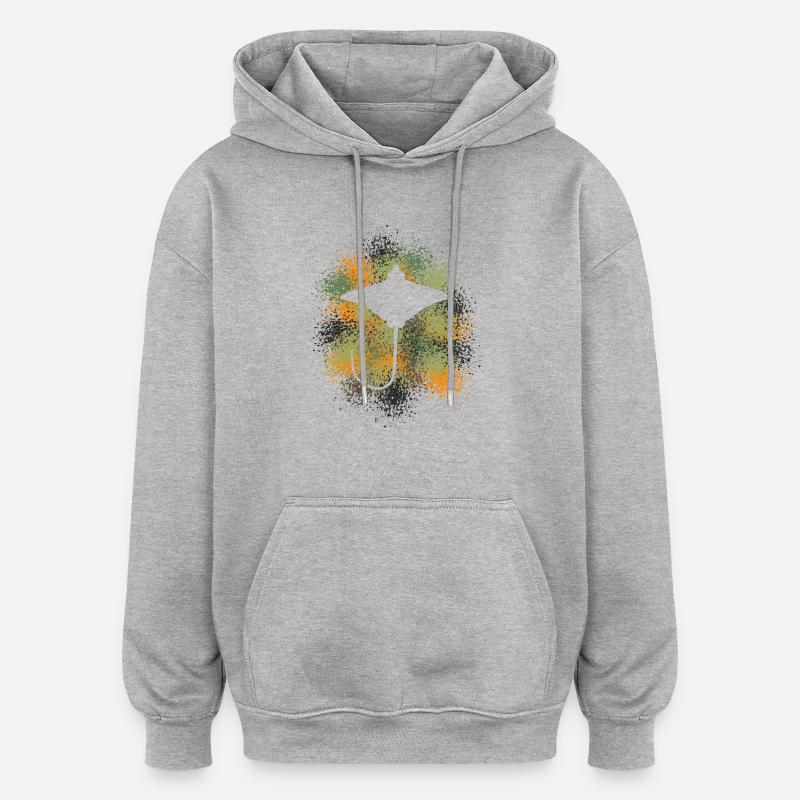 Ray – Flotteur élégant des mers - Sweat à capuche oversize unisexe - gris chiné