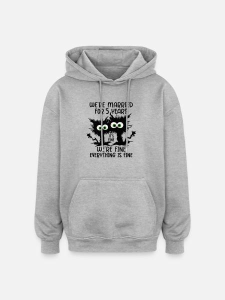 5 års gift tre bryllupsgave idé - Oversized unisex-hettegenser - gråmelert