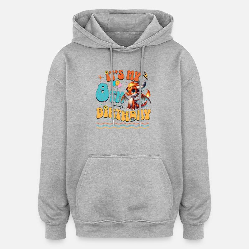 Dragon 8e anniversaire Dragon - Sweat à capuche oversize unisexe - gris chiné