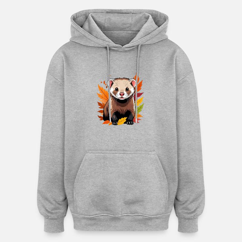 Furet mignon - Sweat à capuche oversize unisexe - gris chiné