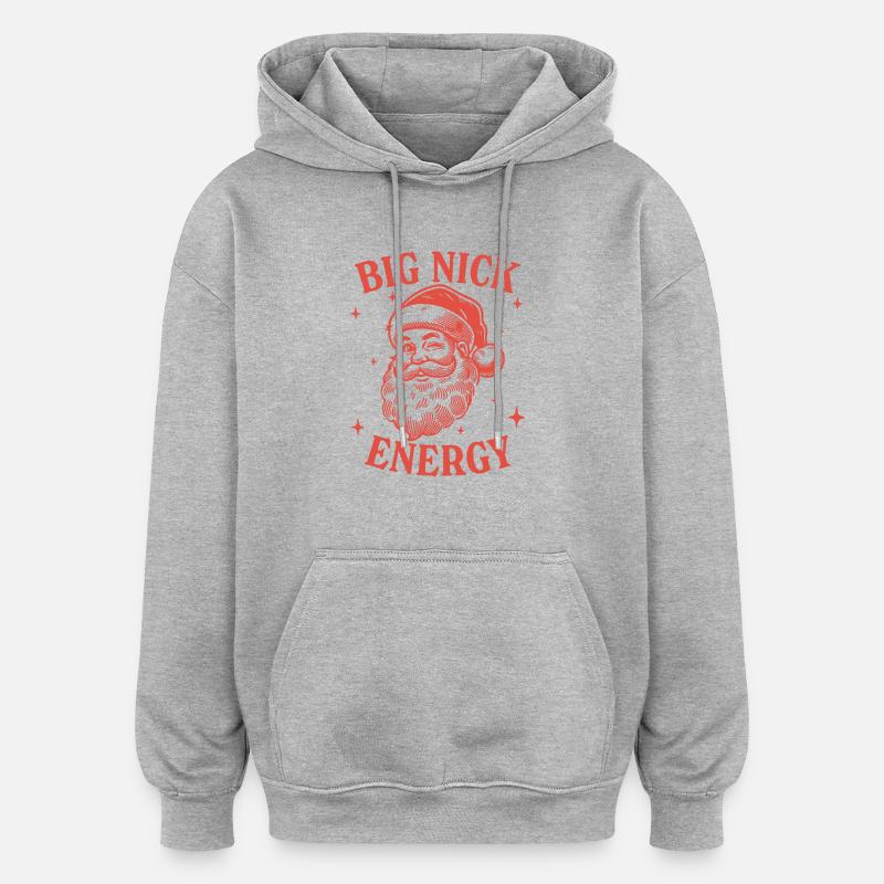 Énergie Big Nick - Sweat à capuche oversize unisexe - gris chiné