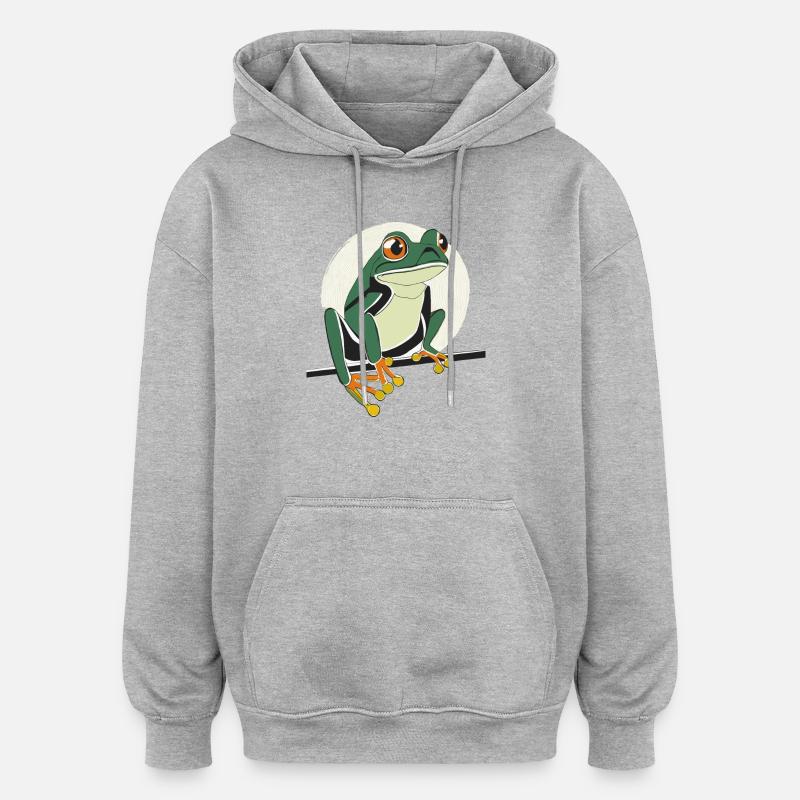 Grenouille - Sweat à capuche oversize unisexe - gris chiné