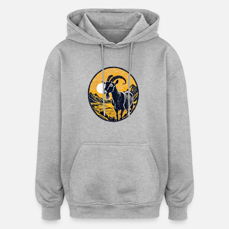 Chèvre Chèvre - Sweat à capuche oversize unisexe - gris chiné