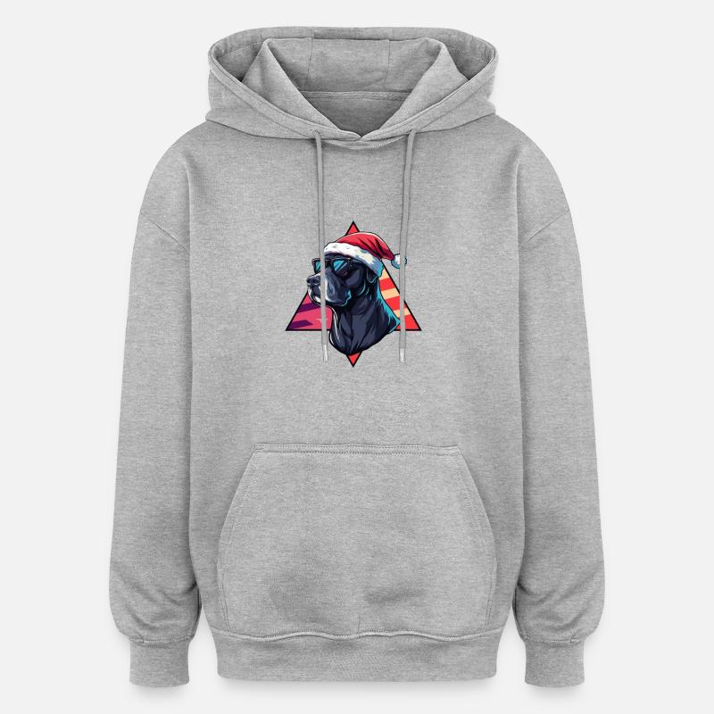 Dogue Allemand Chien Noël Cool - Sweat à capuche oversize unisexe - gris chiné