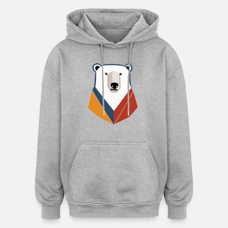 Ours blanc - Sweat à capuche oversize unisexe - gris chiné