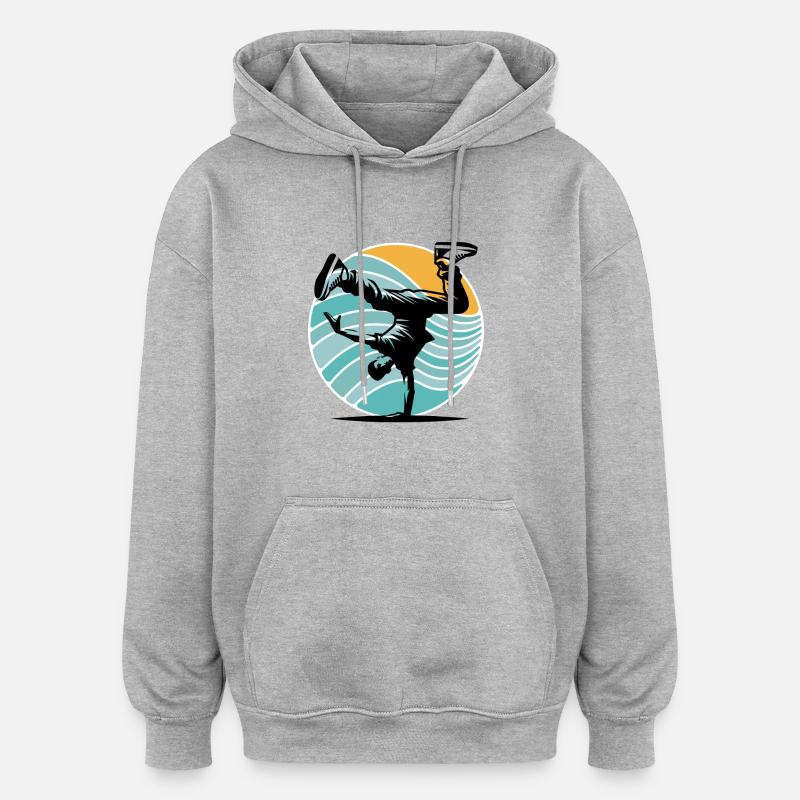 Breakdance - Sweat à capuche oversize unisexe - gris chiné