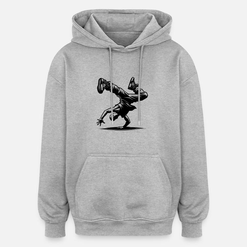 Breakdance - Sweat à capuche oversize unisexe - gris chiné
