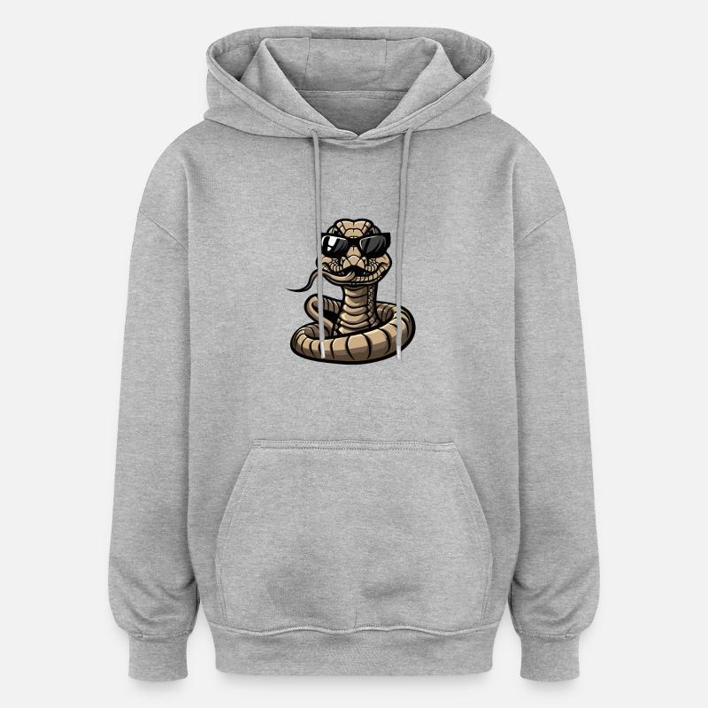 Serpent Cobra Bande Dessinée Cool - Sweat à capuche oversize unisexe - gris chiné
