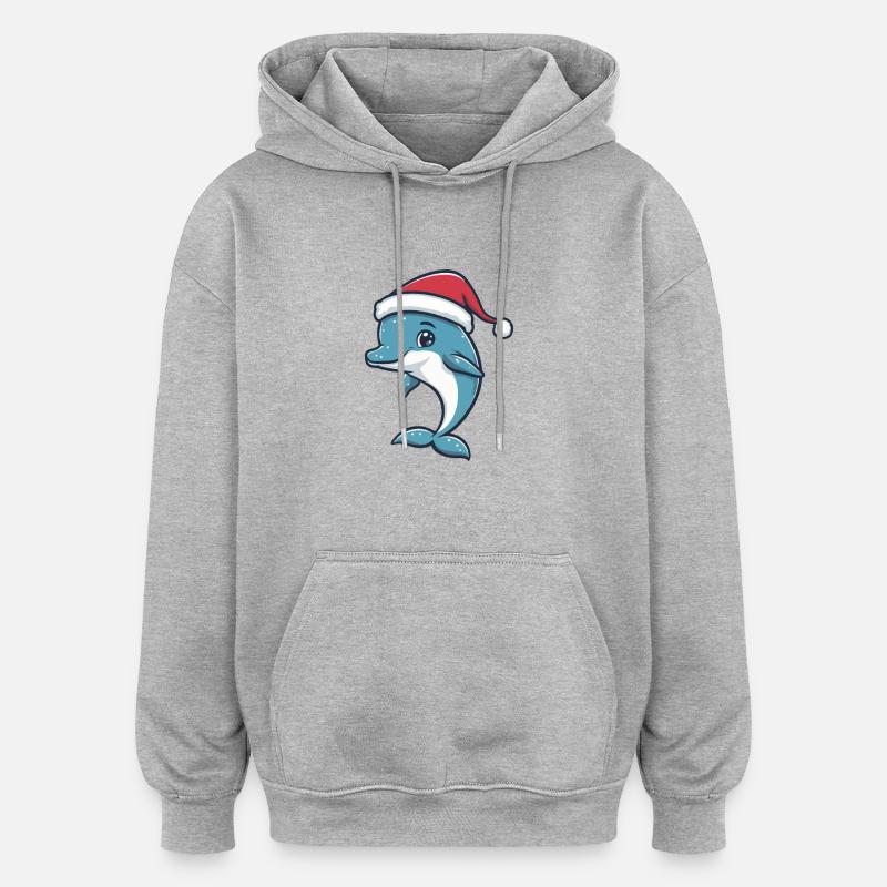 Noël dauphin - Sweat à capuche oversize unisexe - gris chiné