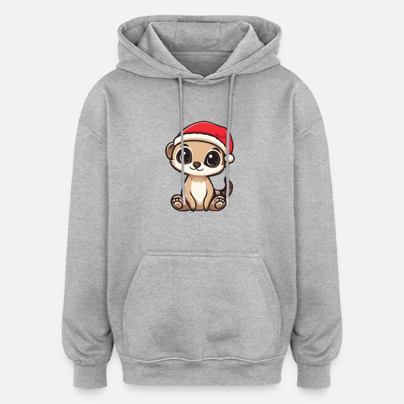 Suricate Noël - Sweat à capuche oversize unisexe - gris chiné