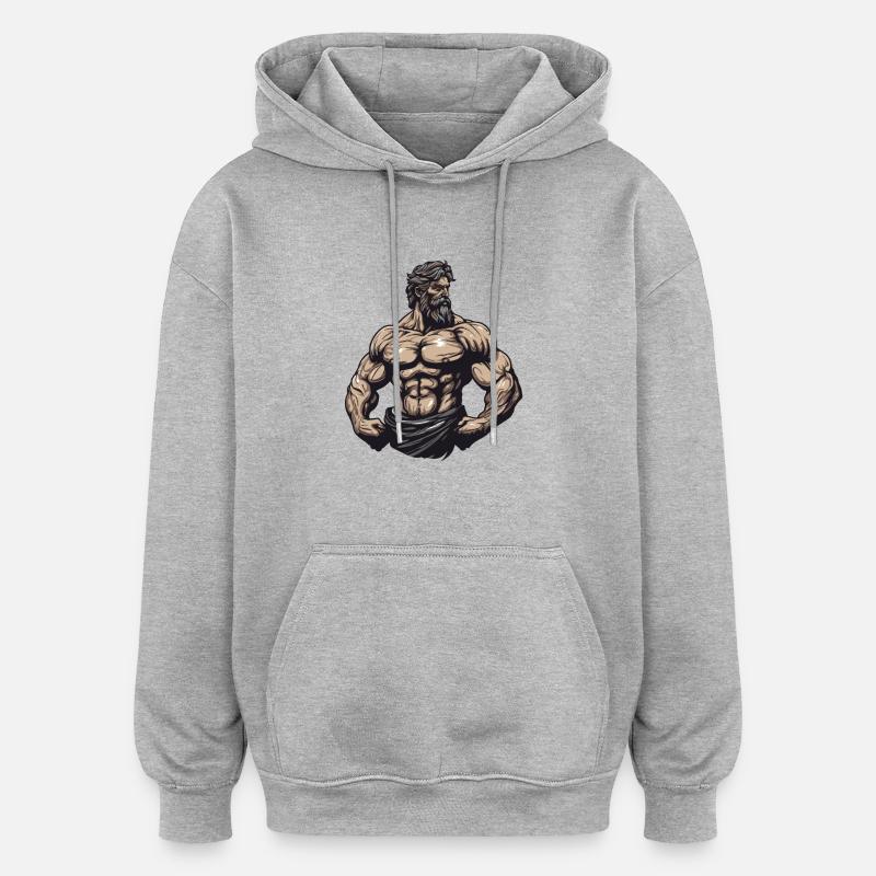 Muscles Bodybuilder Gym - Sweat à capuche oversize unisexe - gris chiné