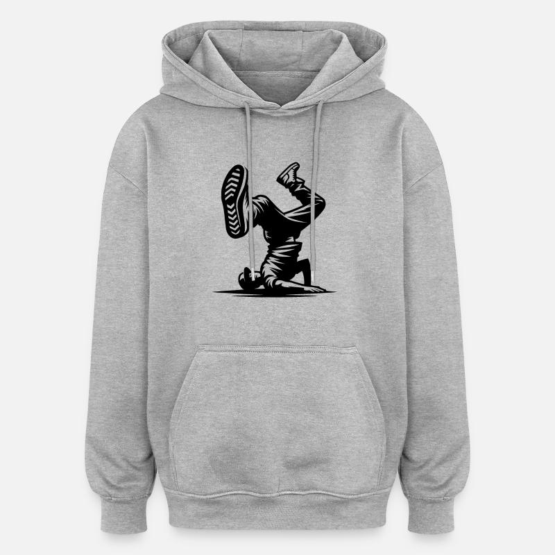 Breakdance - Sweat à capuche oversize unisexe - gris chiné