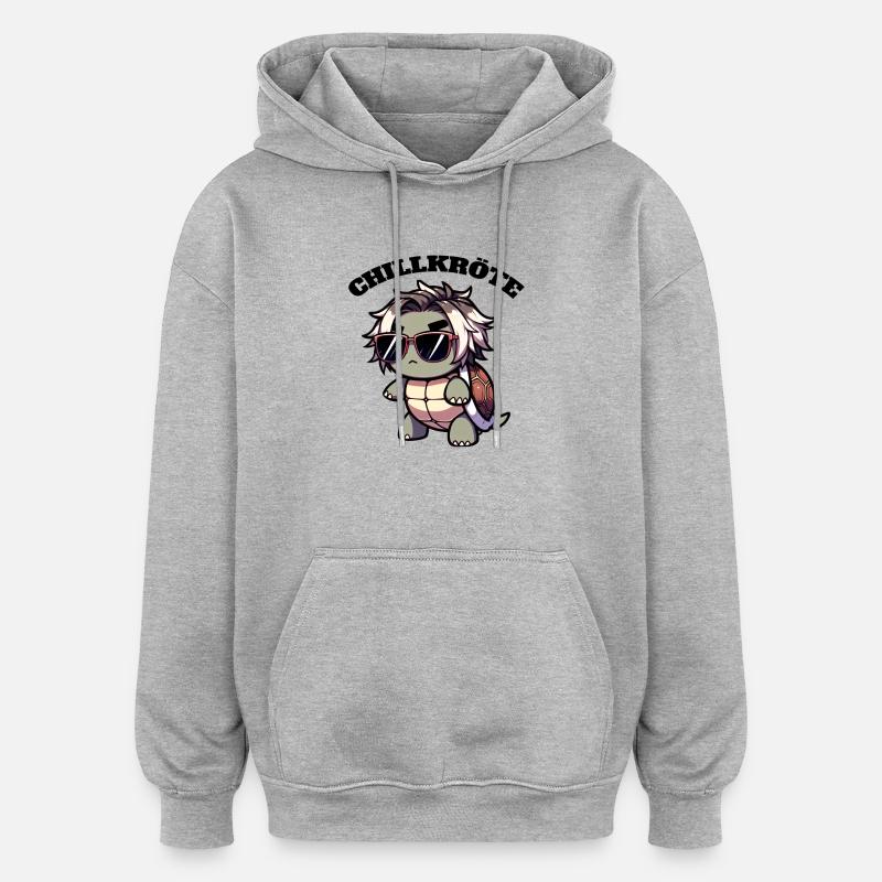 Chill Toad Turtle - Oversized Unisex Hoodie - heather grey