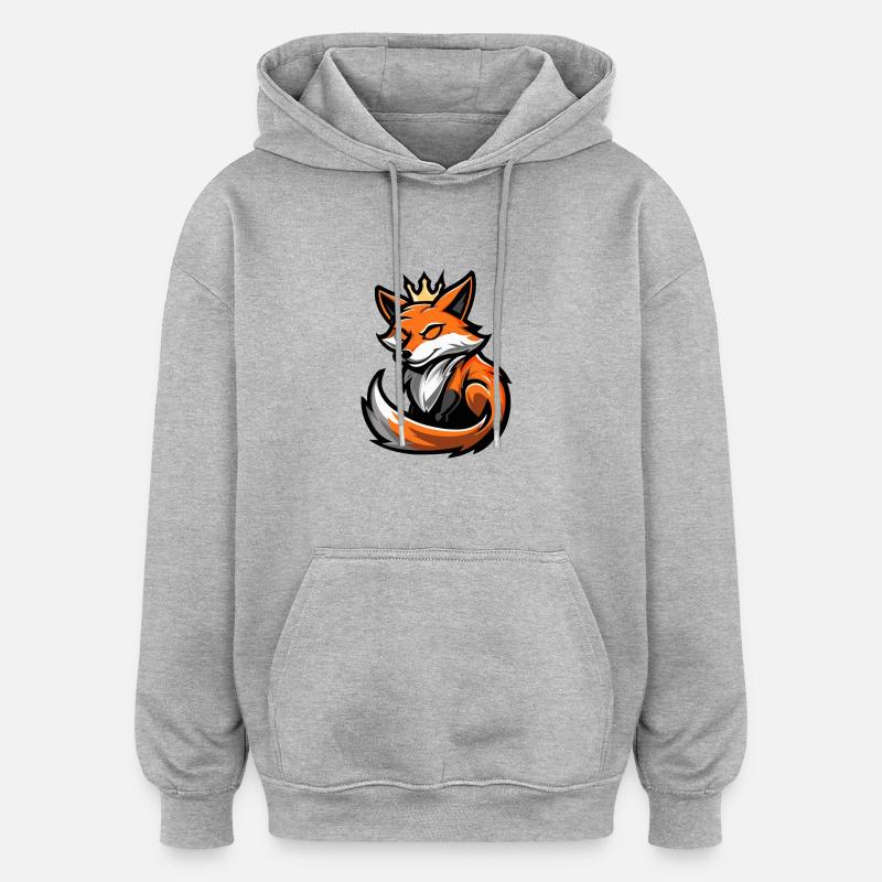 Couronne de dessin animé Fox - Sweat à capuche oversize unisexe - gris chiné