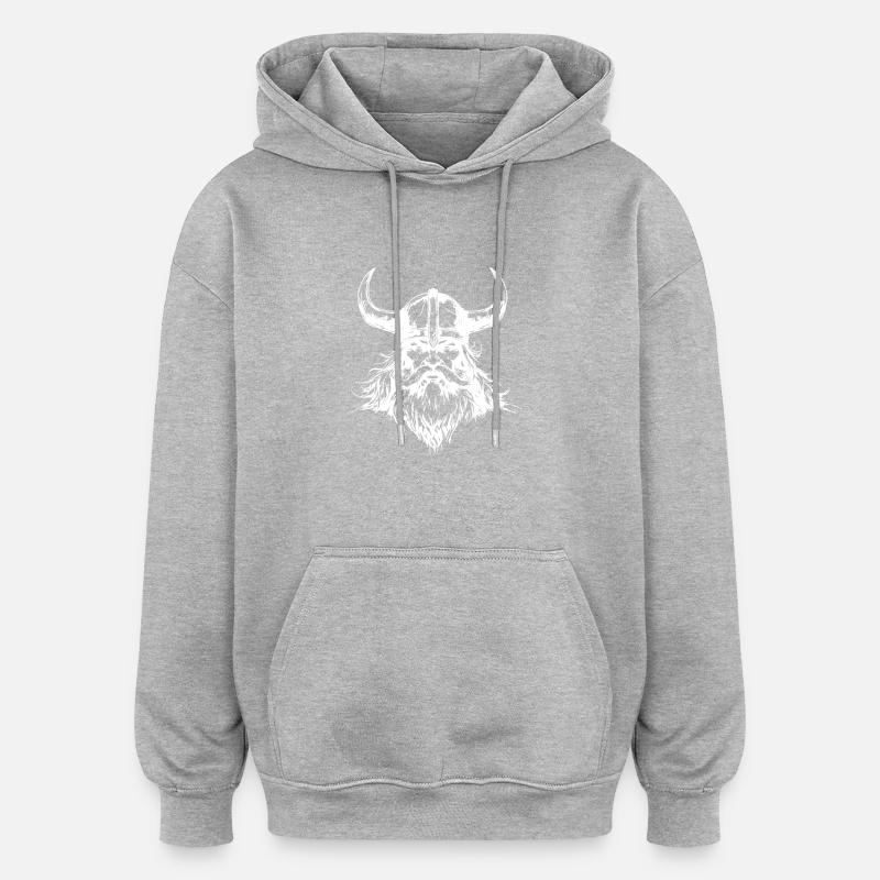 Tête de Viking - Sweat à capuche oversize unisexe - gris chiné