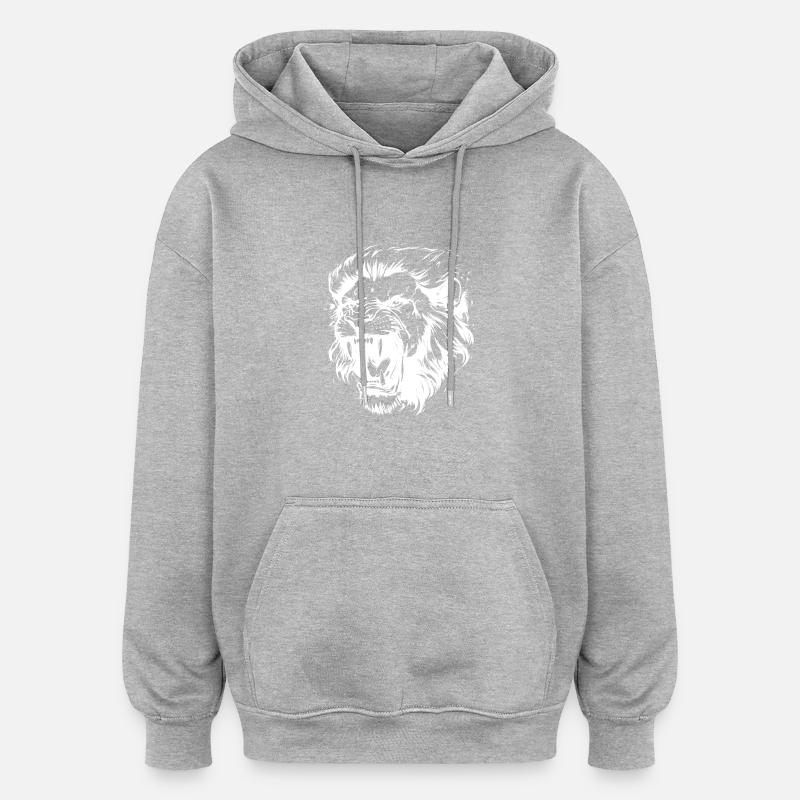 Löwe Kopf - Oversized Unisex Hoodie - Grau meliert