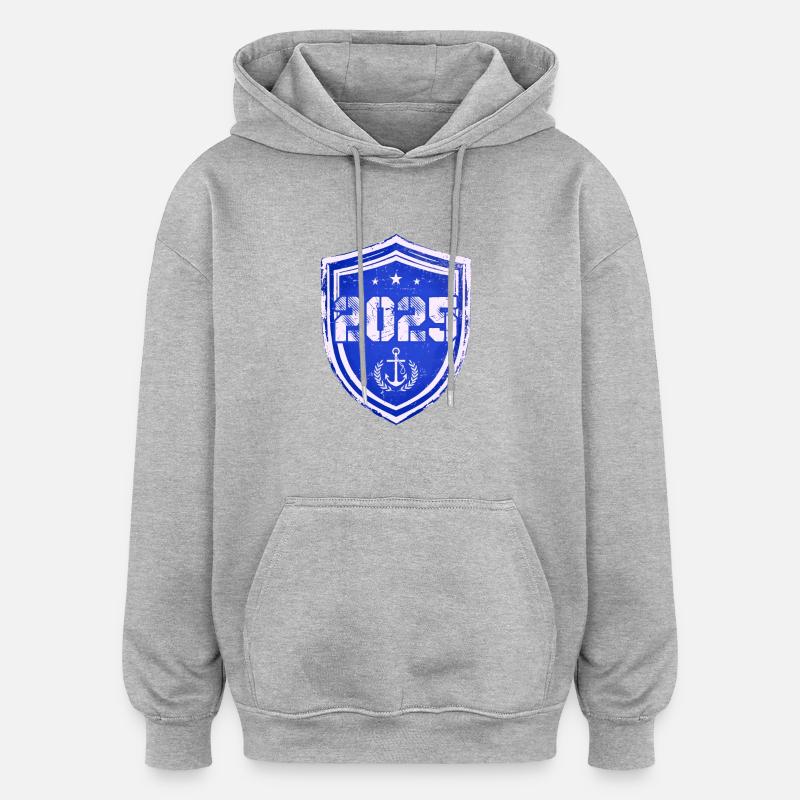Année 2025 - Sweat à capuche oversize unisexe - gris chiné