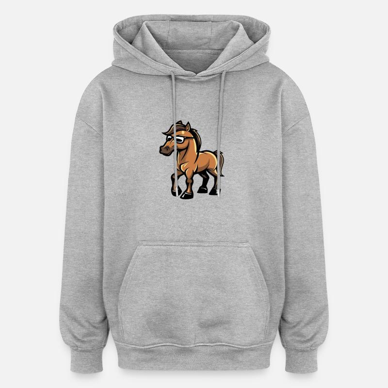 Cheval Bande dessinée cool - Sweat à capuche oversize unisexe - gris chiné