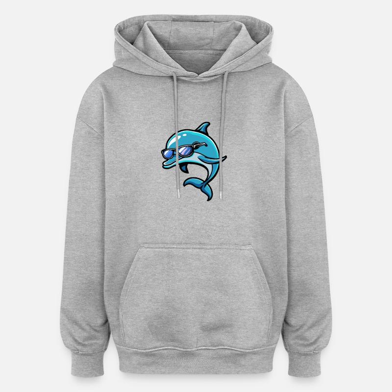 Bande dessinée Dolphin Cool - Sweat à capuche oversize unisexe - gris chiné