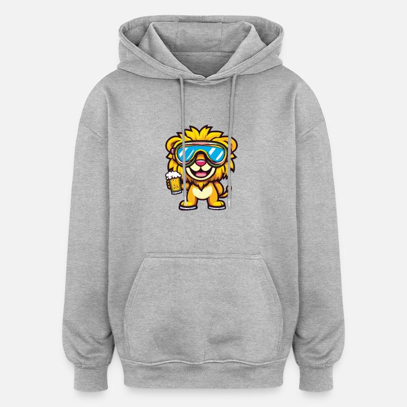 Löwe Apres Ski Bier - Oversized Unisex Hoodie - Grau meliert