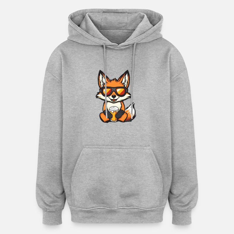 Bière après-ski Fuchs - Sweat à capuche oversize unisexe - gris chiné