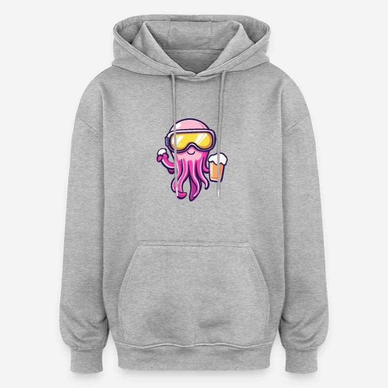 Bière après-ski méduse - Sweat à capuche oversize unisexe - gris chiné