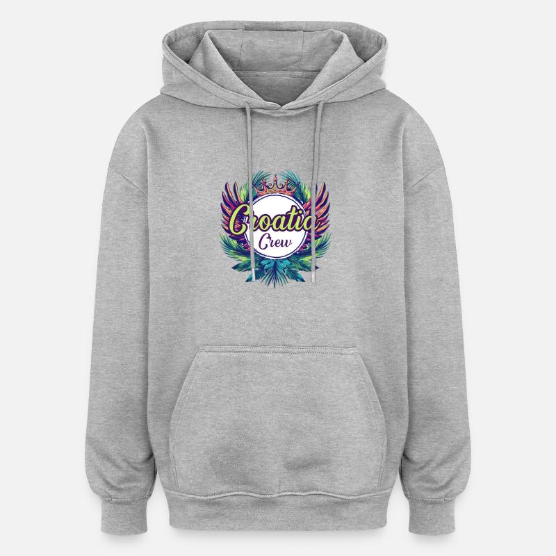 Vacances Croatie Crew - Sweat à capuche oversize unisexe - gris chiné