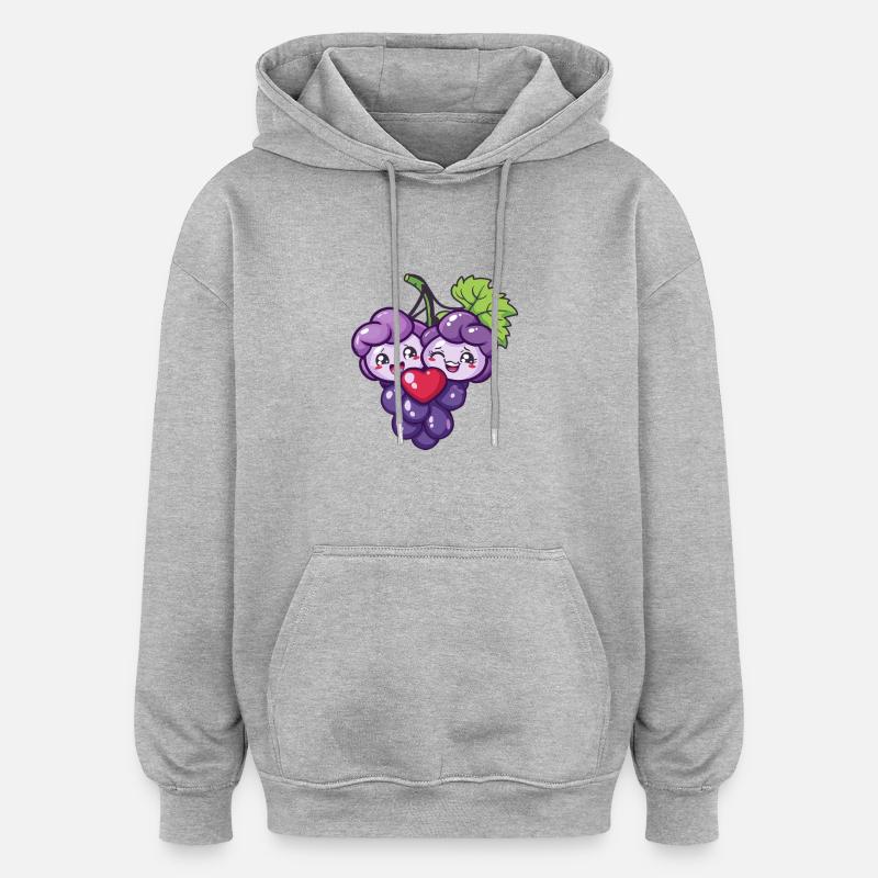 Raisins Coeur Amoureux Mignon - Sweat à capuche oversize unisexe - gris chiné