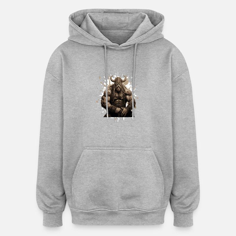 Viking Oding Muscles Musculation - Sweat à capuche oversize unisexe - gris chiné