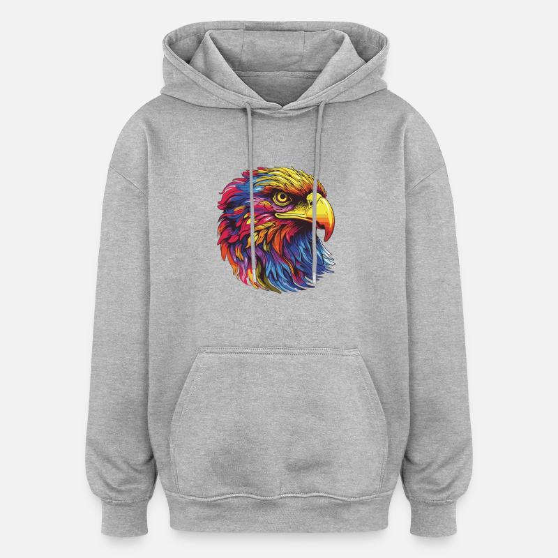 Portrait d’aigle - Sweat à capuche oversize unisexe - gris chiné