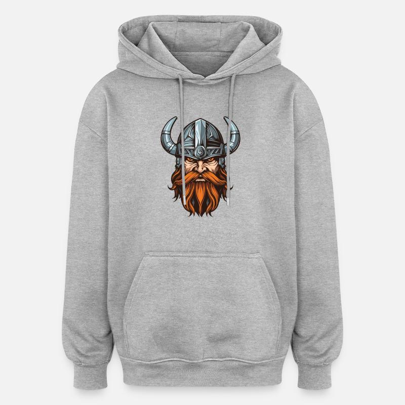Guerrier viking Valhalla Odin - Sweat à capuche oversize unisexe - gris chiné