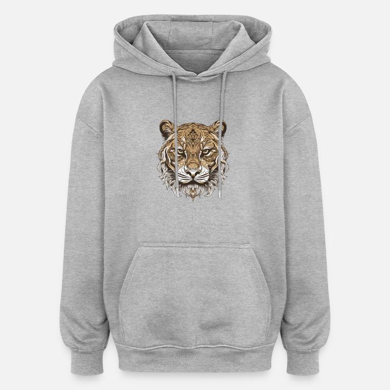 Portrait de tigre - Sweat à capuche oversize unisexe - gris chiné