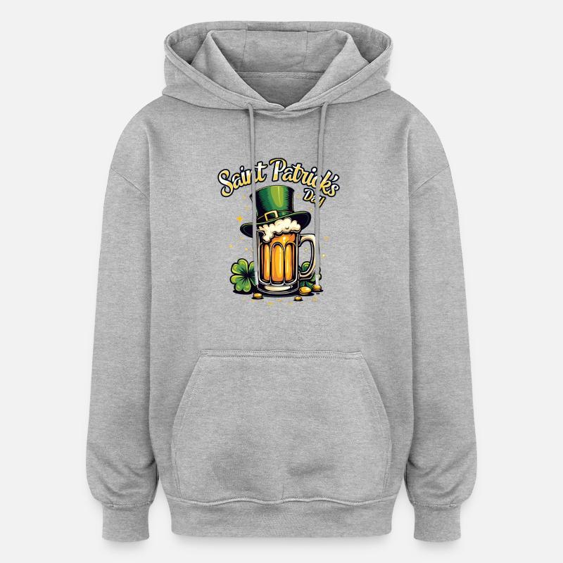 Bière de la Saint-Patrick - Sweat à capuche oversize unisexe - gris chiné