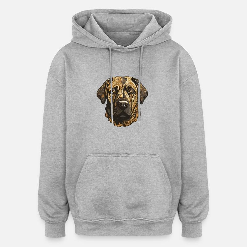 Portrait de chien Kangal - Sweat à capuche oversize unisexe - gris chiné