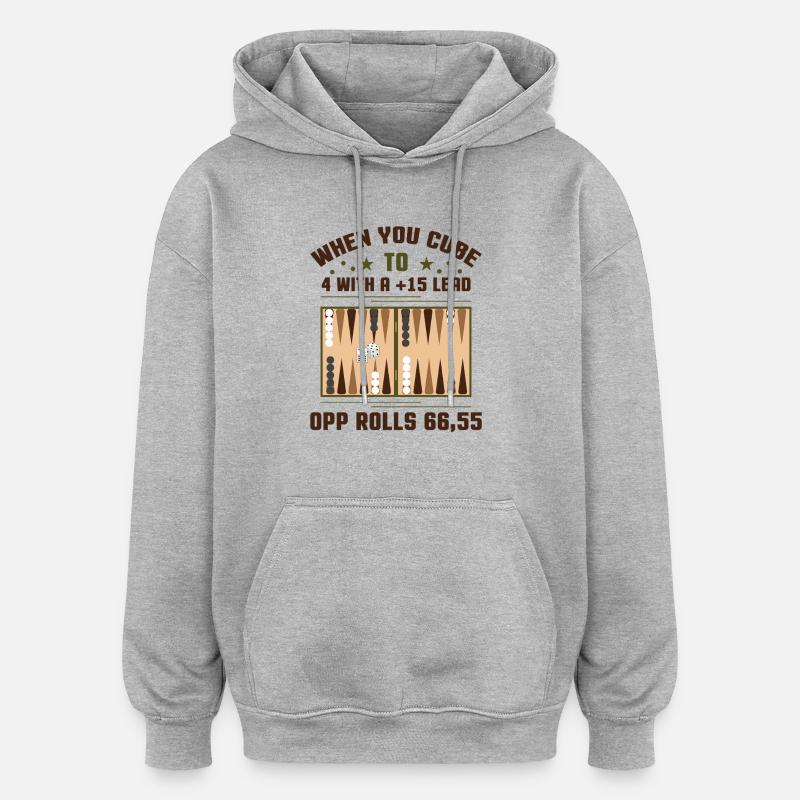 Backgammon Spiel - Oversized Unisex Hoodie - Grau meliert