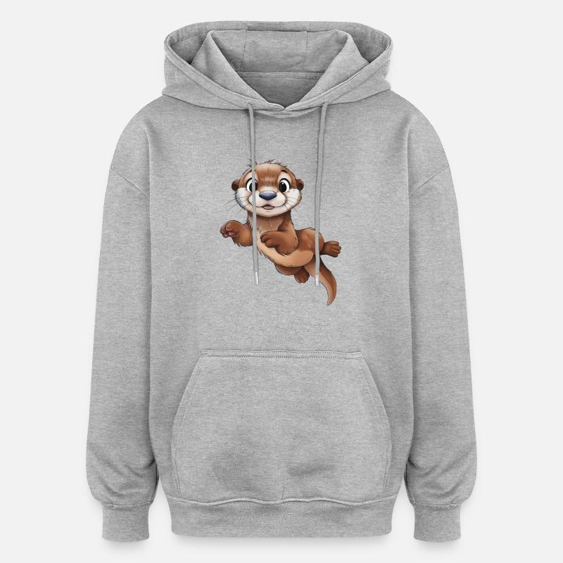 Niedlicher Otter - Oversized Unisex Hoodie - Grau meliert